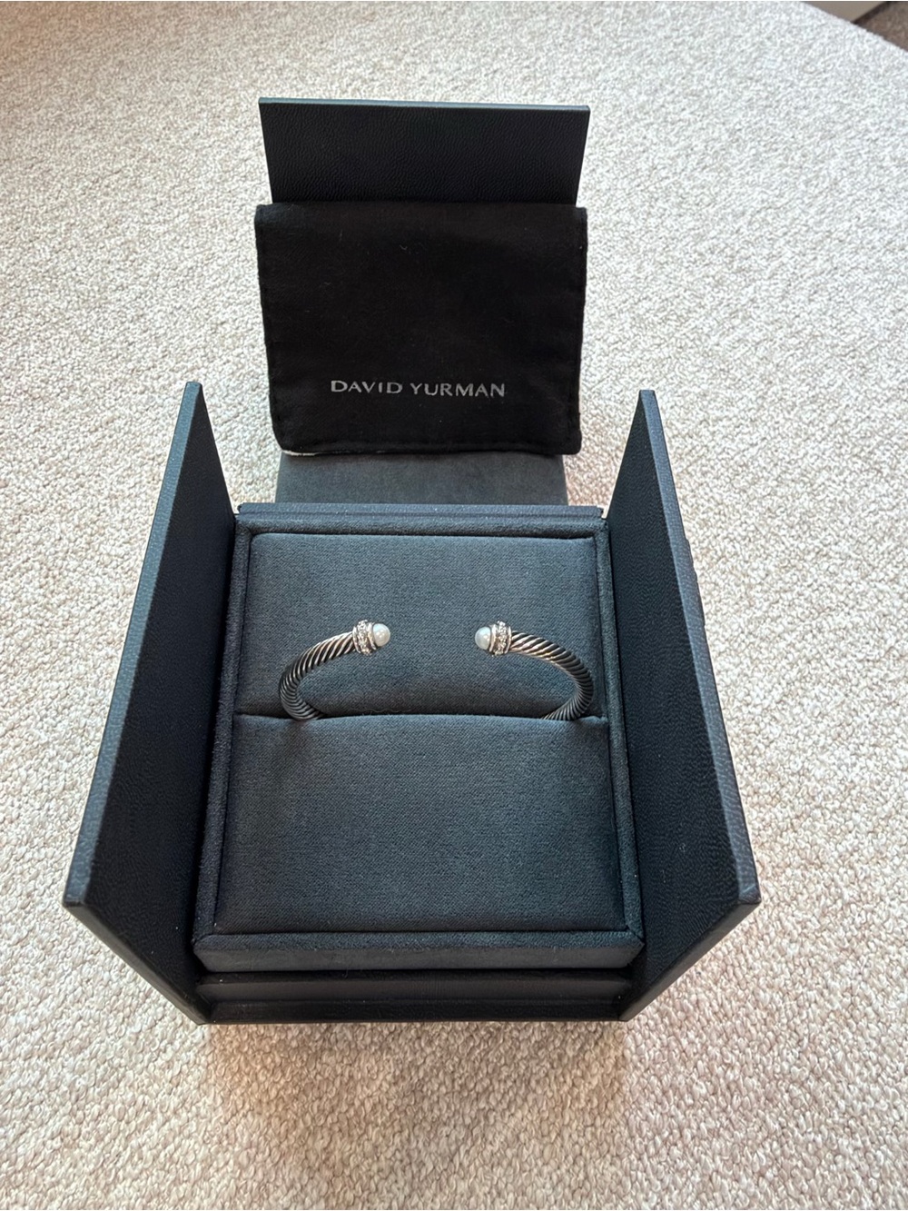 David Yurman Cable Flex Bracelet with Pearls and Diamonds